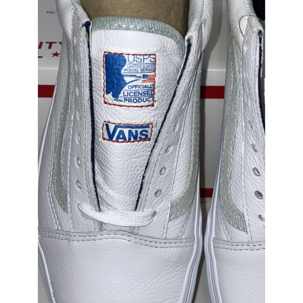 Vans Sneakers Old Skool USPS Denim White Leather Women's Size 5 New‎